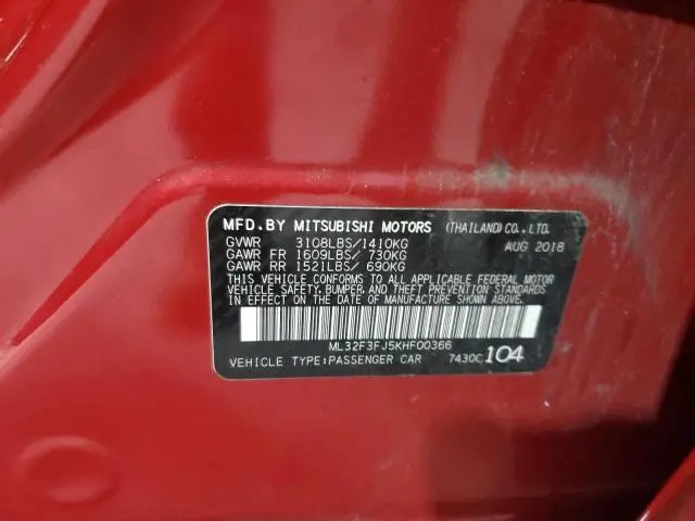 2019 MITSUBISHI MIRAGE G4 ES  