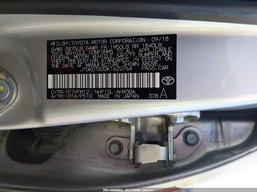 2019 TOYOTA PRIUS C LE