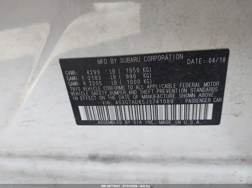 2018 SUBARU IMPREZA 2.0I PREMIUM