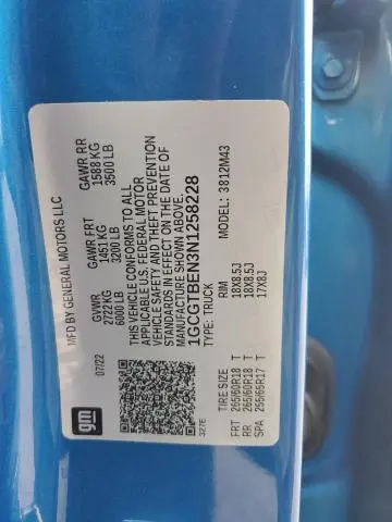 2022 CHEVROLET COLORADO   