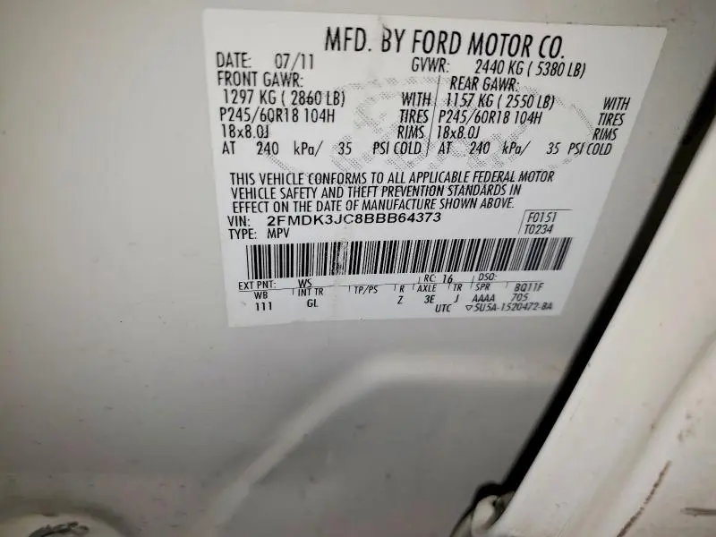 2011 FORD EDGE SEL  