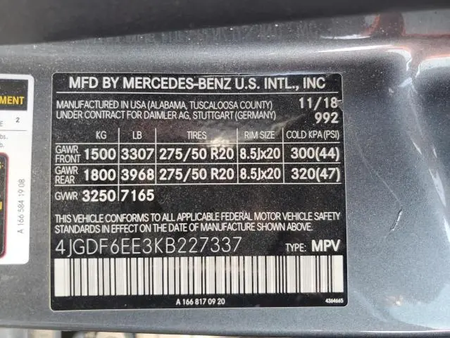 2019 MERCEDES-BENZ GLS 450 4MATIC  