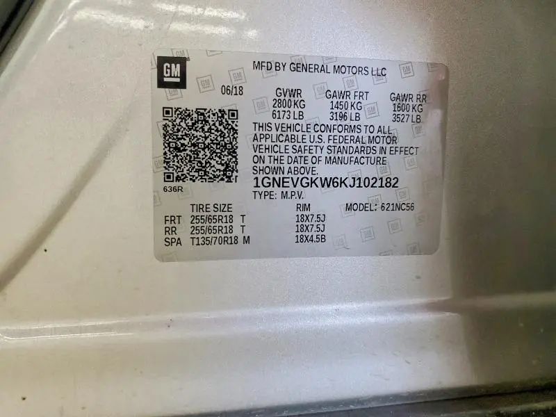 2019 CHEVROLET TRAVERSE LT  