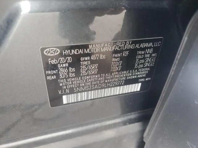 2020 HYUNDAI SANTA FE SE  