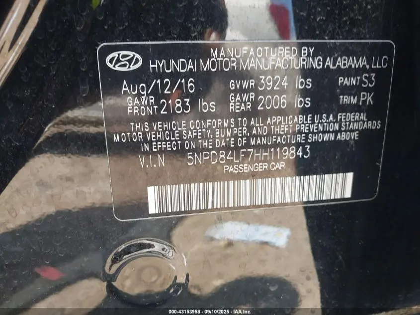 2017 HYUNDAI ELANTRA SE