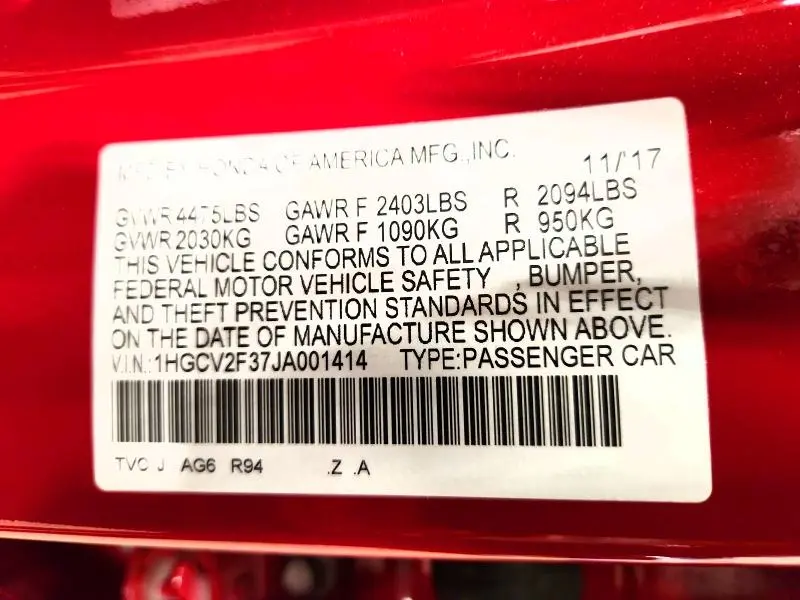 2018 HONDA ACCORD SPORT  