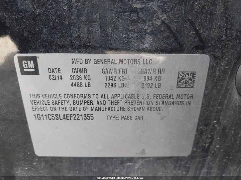 2014 CHEVROLET MALIBU 1LT