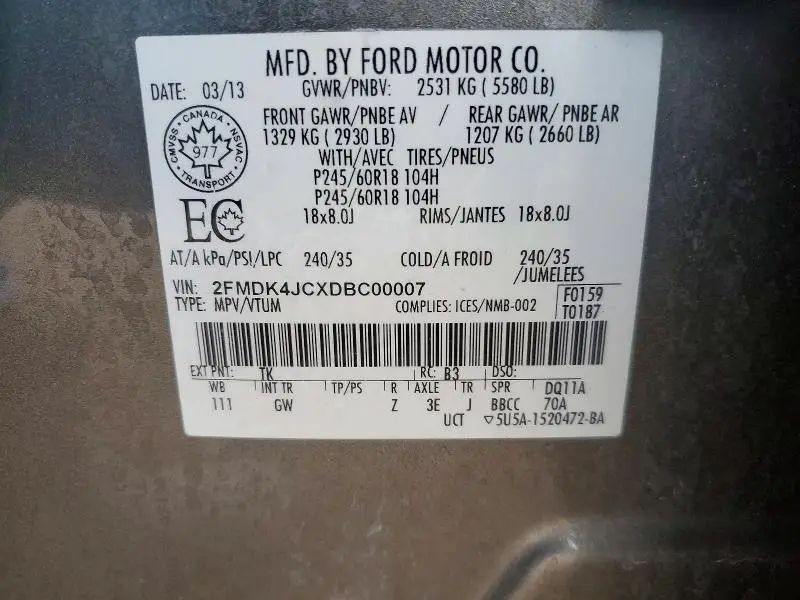 2013 FORD EDGE SEL  