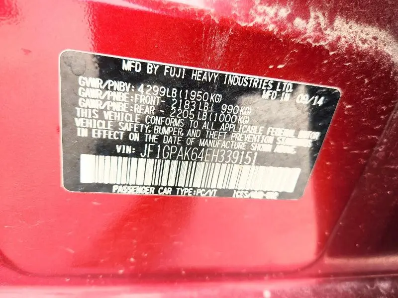 2014 SUBARU IMPREZA LIMITED  