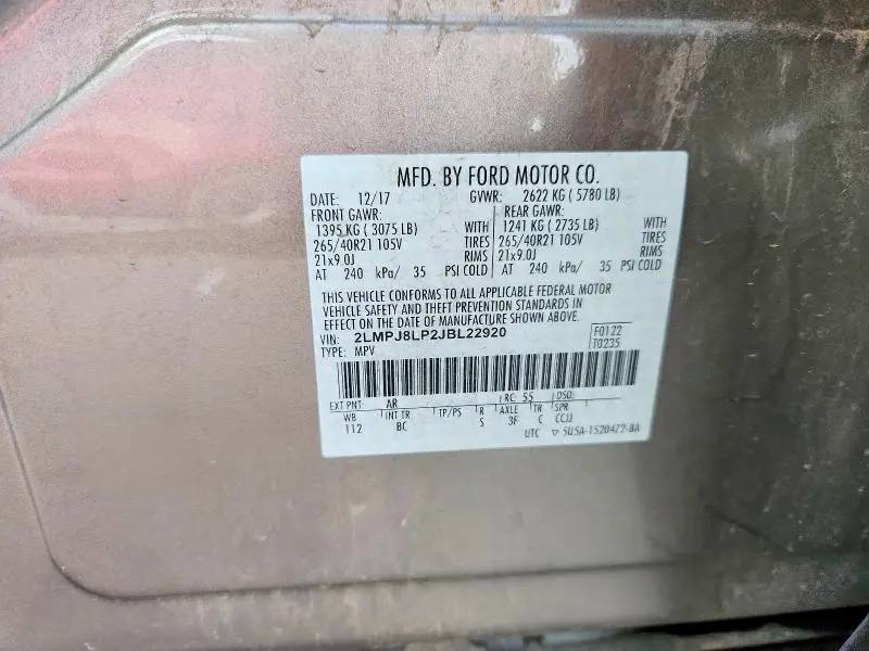 2018 LINCOLN MKX RESERVE  