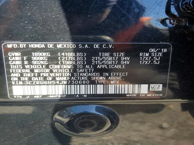 2018 HONDA HR-V EX  