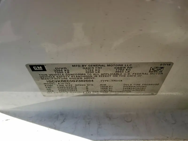 2016 CHEVROLET SILVERADO K1500 LT  