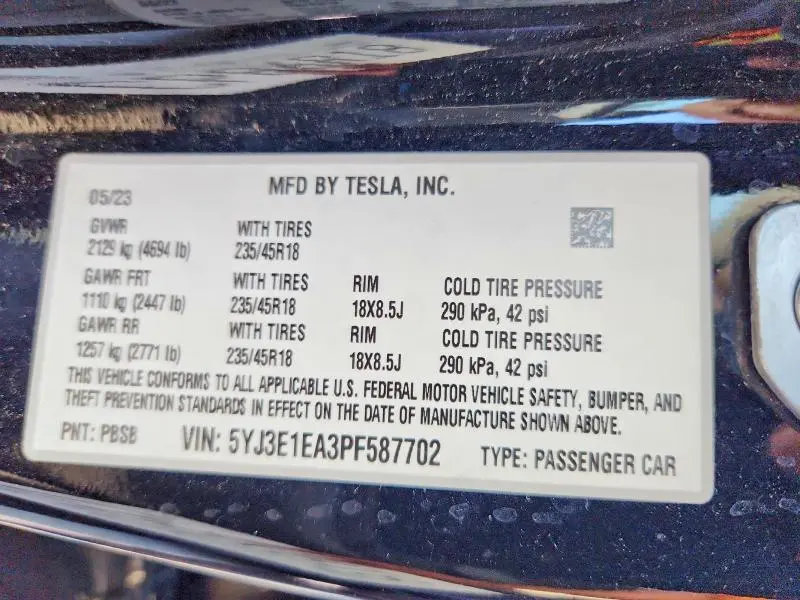 2023 TESLA MODEL 3   