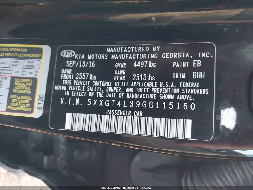 2016 KIA OPTIMA LX