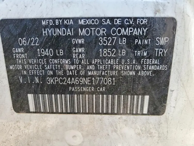 2022 HYUNDAI ACCENT SE  