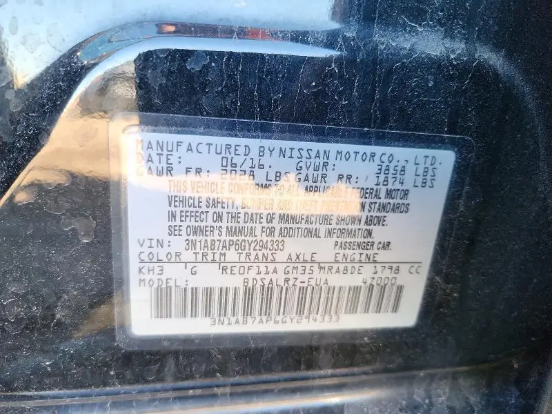 2016 NISSAN SENTRA SR  