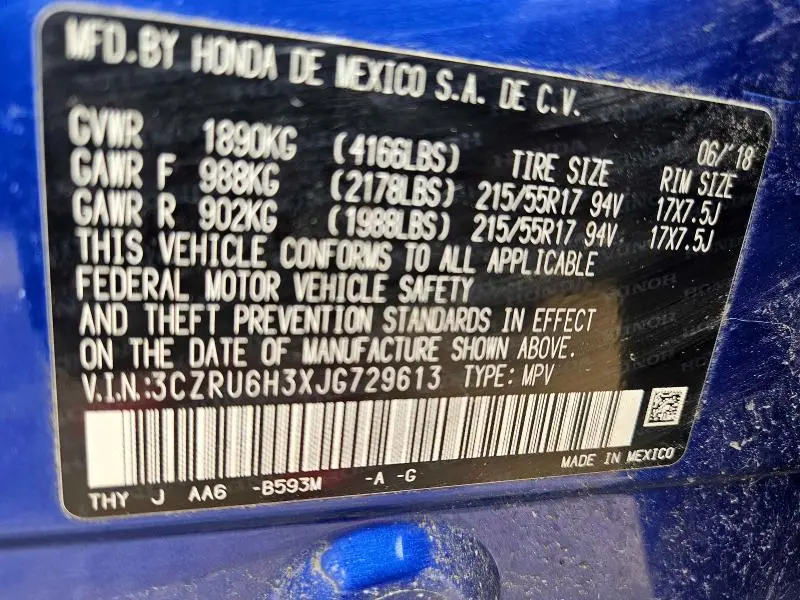2018 HONDA HR-V LX  