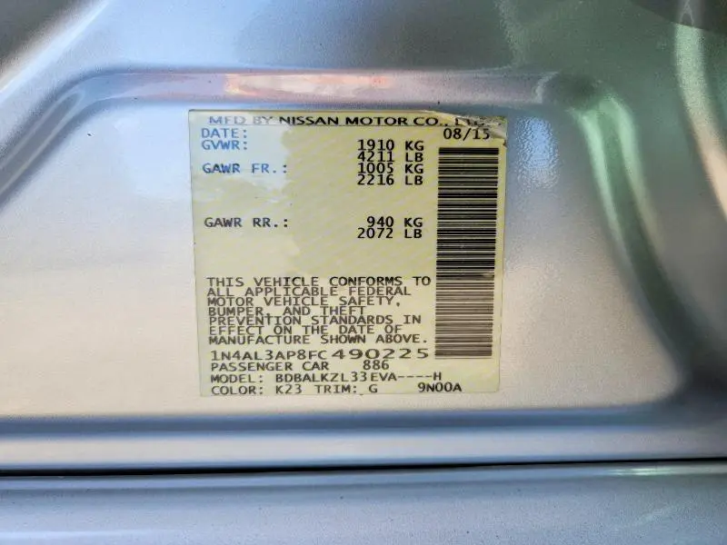 2015 NISSAN ALTIMA 2.5 SV  