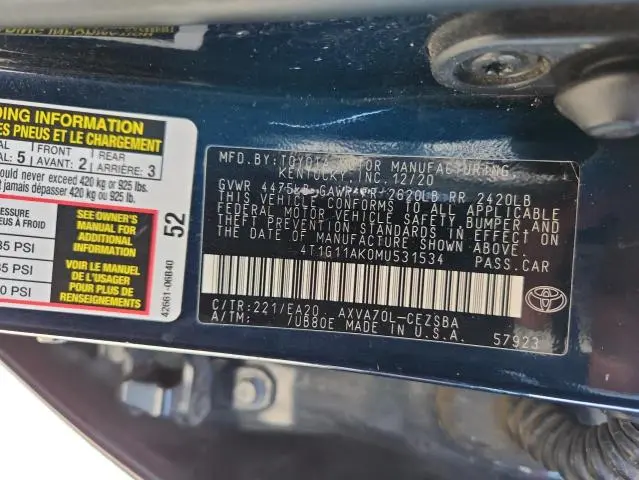 2021 TOYOTA CAMRY SE  