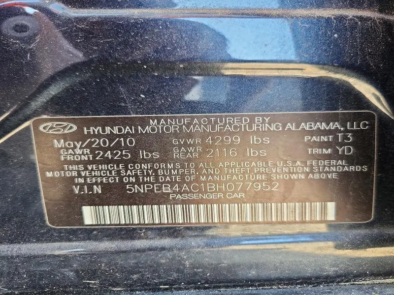 2011 HYUNDAI SONATA GLS  