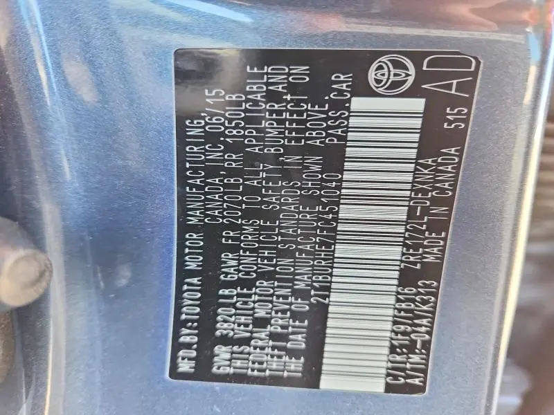 2015 TOYOTA COROLLA LE  