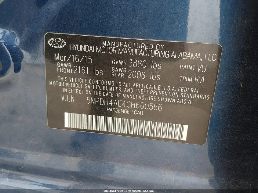 2016 HYUNDAI ELANTRA SE