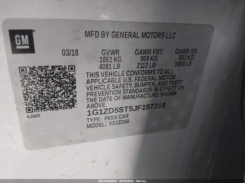 2018 CHEVROLET MALIBU LT