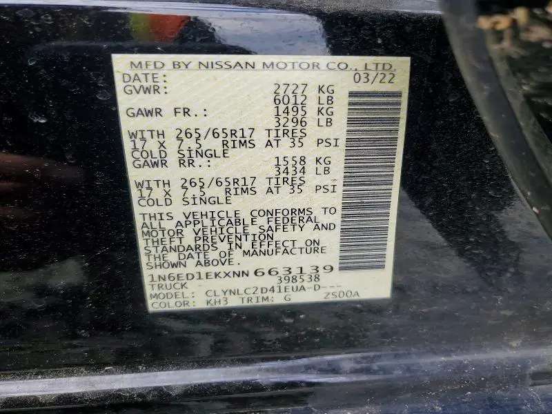 2022 NISSAN FRONTIER SV  