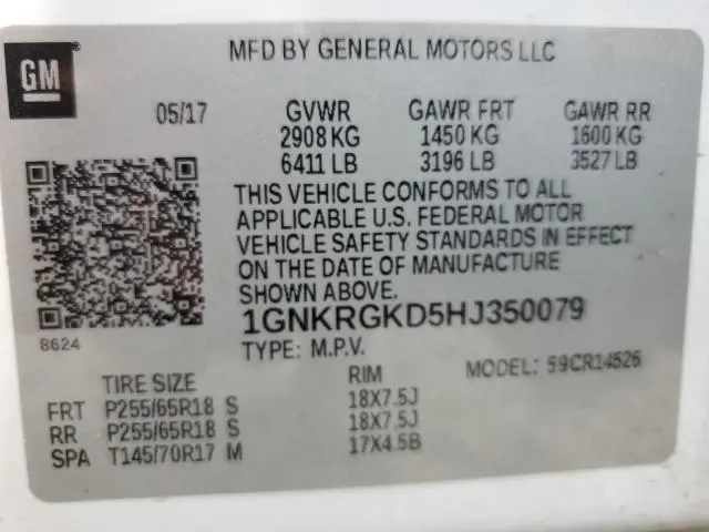 2017 CHEVROLET TRAVERSE LT  