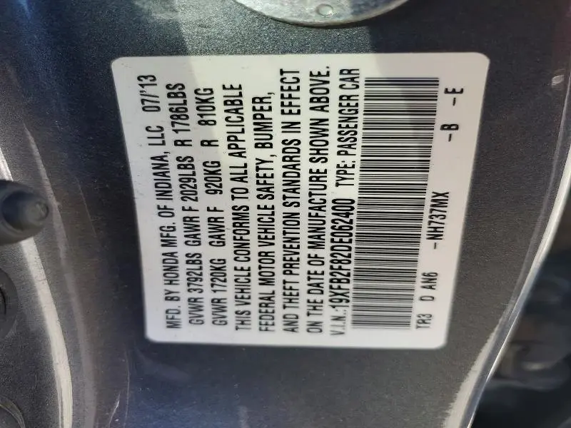 2013 HONDA CIVIC EX  