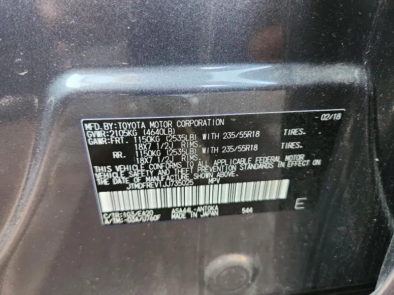 2018 TOYOTA RAV4 LIMITED  