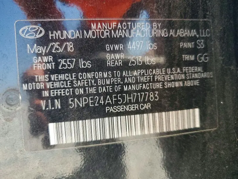 2018 HYUNDAI SONATA SE  