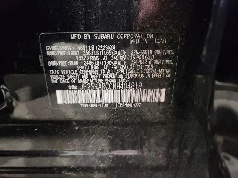2022 SUBARU FORESTER TOURING  