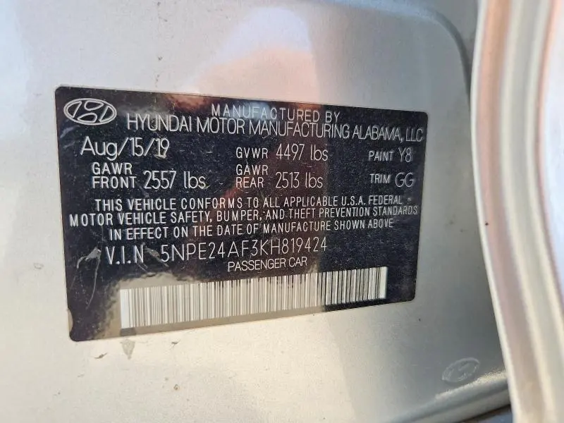 2019 HYUNDAI SONATA SE  
