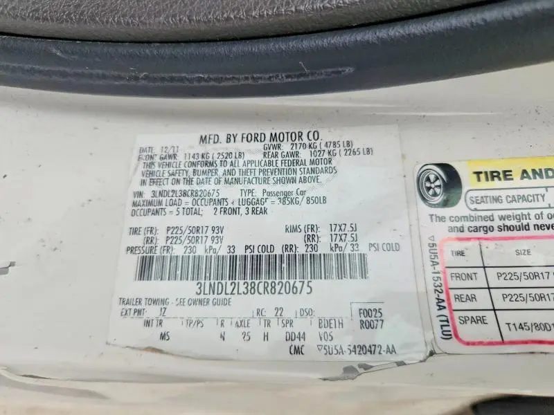 2012 LINCOLN MKZ HYBRID  
