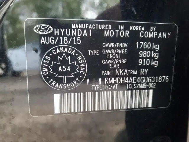 2016 HYUNDAI ELANTRA SE  