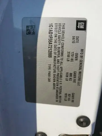 2010 CHEVROLET COBALT 1LT  