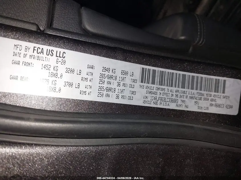 2020 JEEP GRAND CHEROKEE LIMITED 4X4
