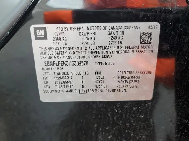 2017 CHEVROLET EQUINOX LT  