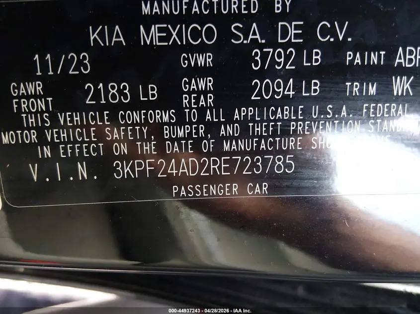 2024 KIA FORTE LXS