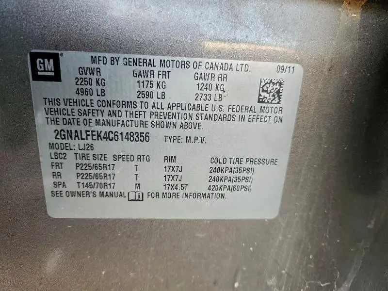 2012 CHEVROLET EQUINOX LTZ  