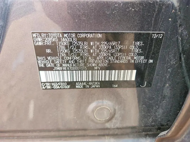 2013 TOYOTA RAV4 LE  