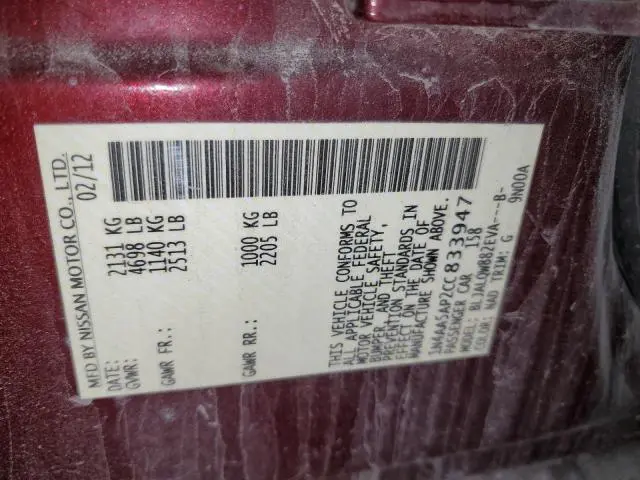 2012 NISSAN MAXIMA S  