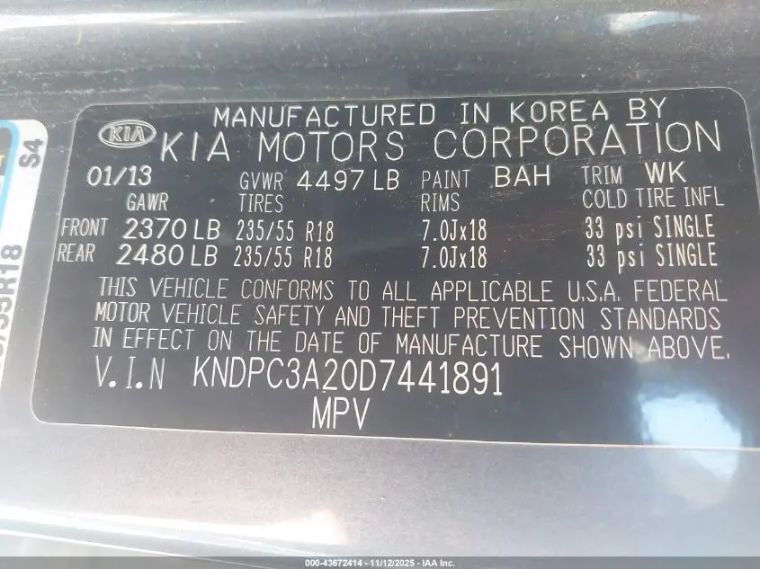 2013 KIA SPORTAGE EX