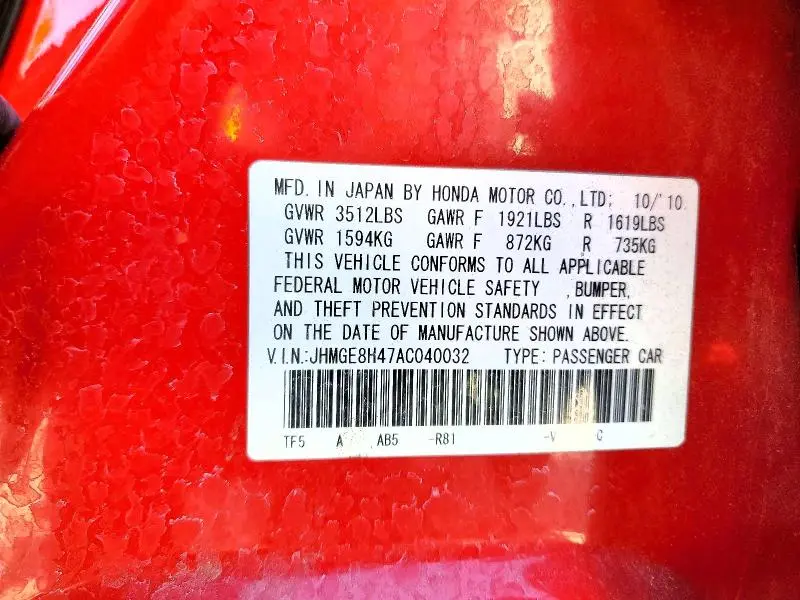 2010 HONDA FIT SPORT  