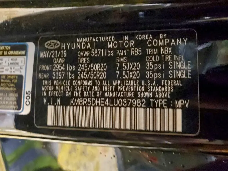 2020 HYUNDAI PALISADE LIMITED  