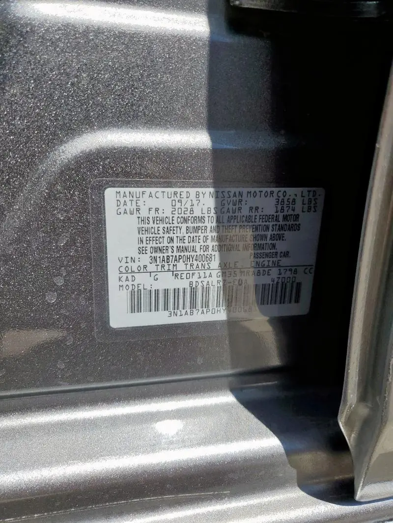 2017 NISSAN SENTRA S  