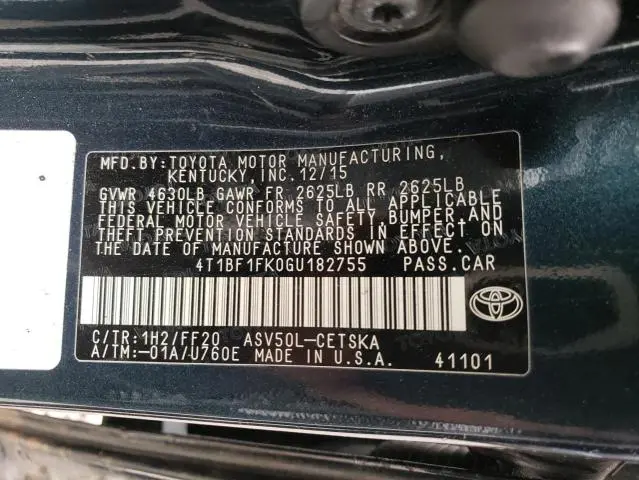 2016 TOYOTA CAMRY LE  