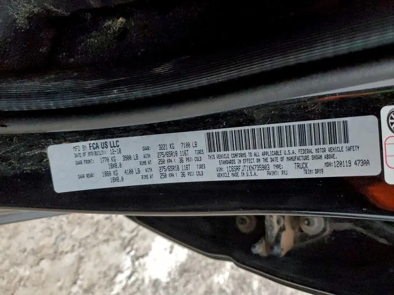 2019 RAM 1500 LARAMIE  