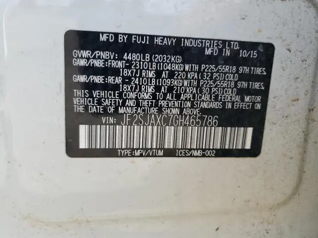2016 SUBARU FORESTER 2.5I TOURING  